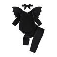 thumbnail image 1 of RUINIXCW Newborn Baby Girl Boy Halloween Bat Costume Infant Baby Girl Photoshoot Birthday Party Cosplay Outfit Romper and Dot Pants Headband Wing Set, 1 of 10