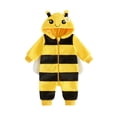 thumbnail image 1 of RUINIXCW Newborn Baby Girl Boy Halloween Bee Costume Cosplay Outfit Infant Fall Winter Clothes Snowsuit Fleece Jumpsuit Long Sleeve Zip Hooded Romper, 1 of 10