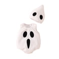thumbnail image 1 of RUINIXCW Newborn Baby Girl Boy Halloween Ghost Costume Cosplay Outfit Infant Girls Boys Fall Winter Clothes Warm Fleece Sleeveless Romper Hat Set, 1 of 7