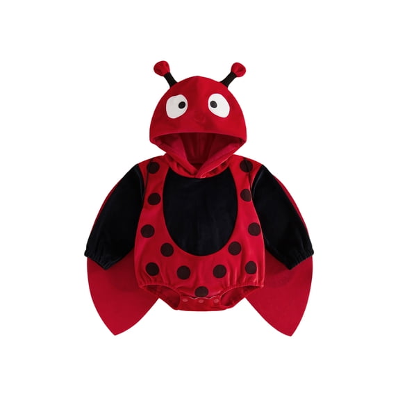 RUINIXCW Newborn Baby Girl Boy Halloween Ladybug Costume Infant Animal Cosplay Photoshoot Outfit Long Sleeve Hooded Romper with Wings