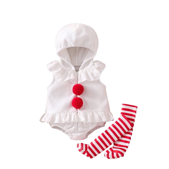 RUINIXCW Newborn Baby Girl Boy Christmas Snowmen Costume Infant Halloween Cosplay Outfit Fall Winter Warm Fleece Sleeveless Hooded Romper Stocking Set