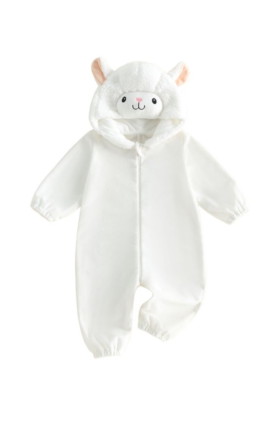 Newborn Baby Girl Boy Halloween Lamp Sheep Costume Infant Halloween Animal Cosplay Outfit Fall Winter Winter Romper Long Sleeve Hooded Jumpsuit