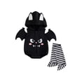thumbnail image 1 of RUINIXCW Newborn Baby Girl Boy Halloween Bat Costume Infant Spring Fall Winter Cosplay Outfit Sleeveless Hooded Zip Romper Stockings Set, 1 of 10