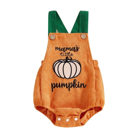RUINIXCW Newborn Baby Girl Boy Halloween Outfit Romper Overalls Infant Girls Boys Summer Fall Clothes Pumpkin Letters Embroidery Sleeveless Bodysuit