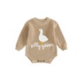 thumbnail image 1 of RUINIXCW Newborn Baby Girl Boy Silly Goose Outfit Knit Sweater Romper Infant Baby Girl Fall Winter Warm Sweaters Clothes Long Sleeve Letter Embroidery Bodysuit, 1 of 8