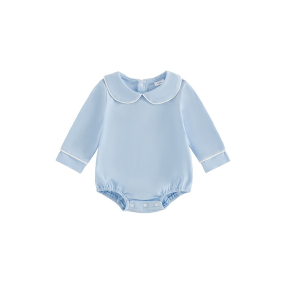 RUINIXCW Newborn Baby Girl Boy Spring Fall Winter Clothes Infant Baby Girl Boy Bubble Romper Outfit Long Sleeve Peter Pan Doll Collar Bodysuit Jumpsuit Playsuit
