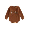 thumbnail image 1 of RUINIXCW Newborn Baby Girl Boy Thanksgiving Knit Sweater Romper Outfit Infant Boy Girl Fall Winter Clothes Turcky Goose Loose Long Sleeve Bodysuit, 1 of 10