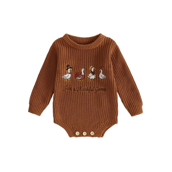RUINIXCW Newborn Baby Girl Boy Thanksgiving Knit Sweater Romper Outfit Infant Boy Girl Fall Winter Clothes Turcky Goose Loose Long Sleeve Bodysuit