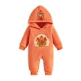 thumbnail image 1 of RUINIXCW Newborn Baby Girl Boy Thanksgiving Outfit Infant Girl Boy Fall Winter Clothes Warm Fleece Jumpsuit Turkey Embroidery Long Sleeve Hooded Romper, 1 of 10