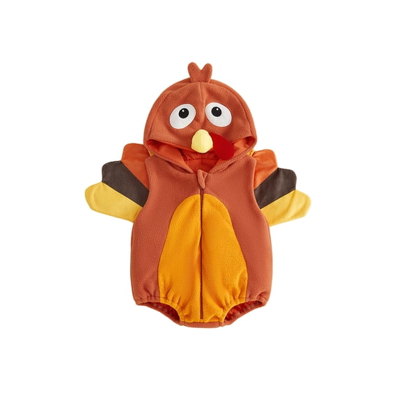RUINIXCW Newborn Baby Girl Boy Thanksgiving Turkey Costume Kids Halloween Spider Costume Infant Baby Boy Girl Fall Winter Clothes Warm Fleece Romper Sleeveless Hooded Zip Up Bodysuit Jumpsuit