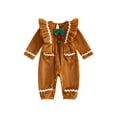 thumbnail image 1 of RUINIXCW Newborn Baby Girl Christmas Outfit Infant Baby Girl Halloween Gingerbread Man Costume Fall Winter Warm Fleece Romper One Piece Long Sleeve Jumpsuit, 1 of 9