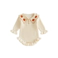 thumbnail image 1 of RUINIXCW Newborn Baby Girl Fall Winter Knit Romper Sweater Infant Baby Girl Thanksgiving Halloween Outfit Pumpkin Lapel Long Sleeve Bodysuit Jumpsuit, 1 of 10