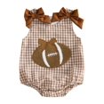 thumbnail image 1 of RUINIXCW Newborn Baby Girl Football Outfit Gingham Plaid Bubble Romper Overalls Infant Baby Girl Clothes Casual Rugby Embroidery Bows Sleeveless Bodysuit Jumpsuit, 1 of 9