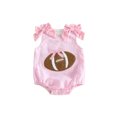 thumbnail image 1 of RUINIXCW Newborn Baby Girl Football Outfit Gingham Plaid Bubble Romper Overalls Infant Baby Girl Clothes Casual Rugby Embroidery Bows Sleeveless Bodysuit Jumpsuit, 1 of 9