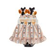 thumbnail image 1 of RUINIXCW Newborn Baby Girl Halloween Outfit Smocked Romper Dress Infant Baby Girls Summer Fall Clothes Pumpkin Spider Embroidery Sleeveless Dress Playsuit, 1 of 8