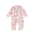 thumbnail image 1 of RUINIXCW Newborn Baby Girl Halloween Pajamas Outfit Romper Fall Winter Clothes Girls PJS Set Sleepwear Infant Ghost Pumpkin Print Lapel Long Sleeve Button Down One Piece Jumpsuit Loungewear Homewear, 1 of 9