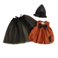 thumbnail image 1 of RUINIXCW Newborn Baby Girl Halloween Witch Costume Infant Girl Cosplay Party Outfit Orange Sleeveless Corduroy Tops Tulle Cloak Witch Hat Set, 1 of 10
