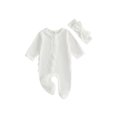 thumbnail image 1 of RUINIXCW Newborn Baby Girl Hospital Going Home Outfit Footed Romper Infant Girl Spring Fall Winter Clothes Zip Ruffle Long Sleeve Footie Jumpsuit Bow, 1 of 10