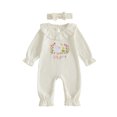 thumbnail image 1 of RUINIXCW Newborn Baby Girl Hospital Going Home Outfit Infant Girls Spring Fall Winter Clothes Goose Jumpsuit Ruffled Long Sleeve Romper Headband, 1 of 10