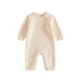thumbnail image 1 of RUINIXCW Newborn Baby Girl Hospital Going Home Outfit Knit Sweater Romper Infant Girls Spring Fall Winter Clothes Solid Eyelet Long Sleeve Jumpsuit, 1 of 10