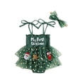 thumbnail image 1 of RUINIXCW Newborn Baby Girl My First Christmas Outfit Xmas Romper Dress Infant Girl Strap Sleeveless Smocked Patchwork Tulle Tutu Dress Headband, 1 of 10