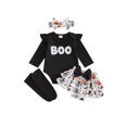 thumbnail image 1 of RUINIXCW Newborn Baby Girl My First Halloween Outfit Infant Girl Fall Clothes Embroidery Long Sleeve Romper Ruffled Skirt Headband Stockings Set, 1 of 10