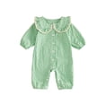 thumbnail image 1 of RUINIXCW Newborn Baby Girl Spring Fall Clothes Infant Girls Plaid Gingham Outfit One Piece Romper 0 3 6 12 18 Months Ruffled Doll Collar Long Sleeve Button Down Jumpsuit, 1 of 9