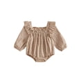 thumbnail image 1 of RUINIXCW Newborn Baby Girl Spring Fall Winter Outfit Plaid Gingham Bubble Romper Infant Girl Clothes Long Sleeve Square Neck Sweet Bodysuit Playsuit, 1 of 10