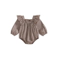 thumbnail image 1 of RUINIXCW Newborn Baby Girl Spring Fall Winter Outfit Plaid Gingham Bubble Romper Infant Girl Clothes Long Sleeve Square Neck Sweet Bodysuit Playsuit, 1 of 10