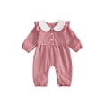 thumbnail image 1 of RUINIXCW Newborn Baby Girl Spring Fall Winter Outfit Plaid Gingham Romper Peter Pan Collar Long Sleeve Jumpsuit Infant Baby Girl Essentials Clothes, 1 of 10