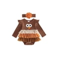 thumbnail image 1 of RUINIXCW Newborn Baby Girl Thanksgiving Outfit Fall Winter Turkey Romper Dress Clothes Long Sleeve Ruffled Tulle Patchwork Bodysuit Playsuit with Headband, 1 of 9