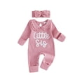 thumbnail image 1 of RUINIXCW Preemie/Newborn/Baby Girl Outfit, Long Sleeve Romper and Bow Headband 2Pcs, 1 of 5