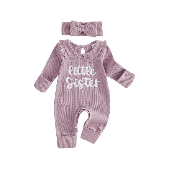 RUINIXCW Preemie/Newborn/Baby Girl Outfit, Long Sleeve Romper and Bow Headband 2Pcs