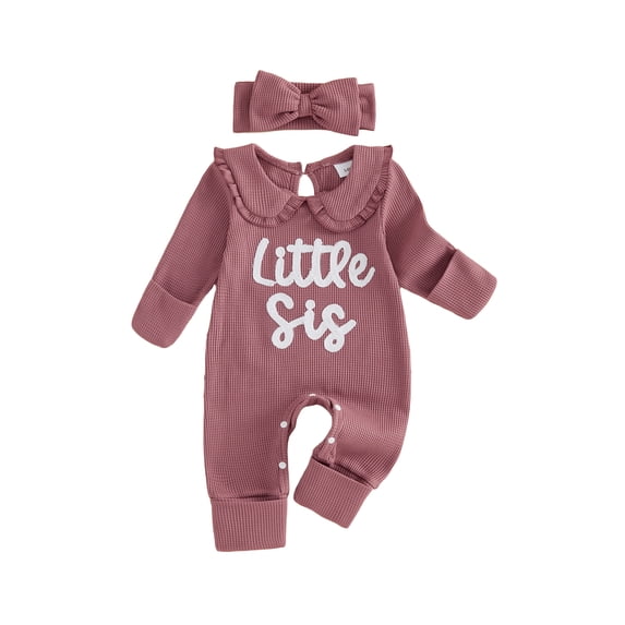RUINIXCW Preemie/Newborn/Baby Girl Outfit, Long Sleeve Romper and Bow Headband 2Pcs