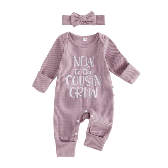 RUINIXCW Preemie/Newborn/Baby Girl Outfits Letter Embroidery Crew Neck Long Sleeve Romper and Bow Headband 2 Pcs Set for Fall