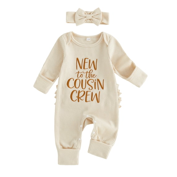 RUINIXCW Preemie/Newborn/Baby Girl Outfits Letter Embroidery Crew Neck Long Sleeve Romper and Bow Headband 2 Pcs Set for Fall