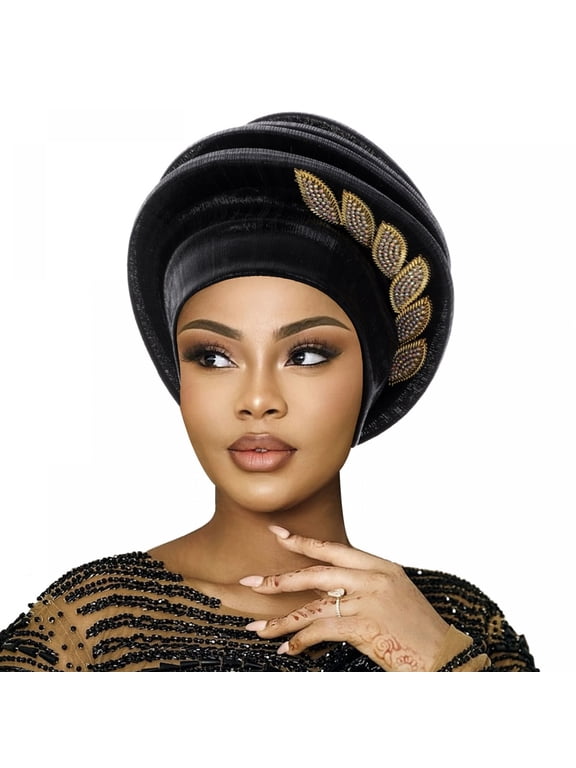 Spiral Turban Cap for Women African Head Wraps Pre Tied Turban Hats Church Headwraps