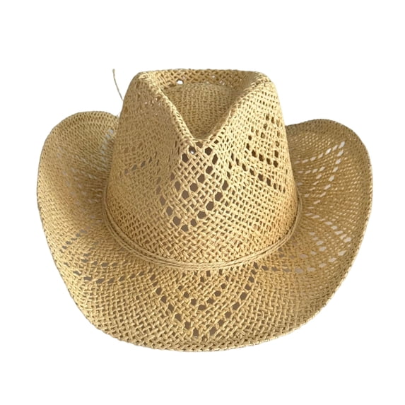 RUINIXCW Straw Cowboy Hats for Women Woven Cowgirl Hat with Shapeable Brim Unisex Hollow Out Woven Roll Up Summer Beach Sun Hat