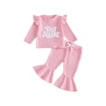 thumbnail image 1 of RUINIXCW Toddler Baby Baby Girls Big Sister Outfit Infant Baby Girl Spring Fall Winter Clothes Ruffled Long Sleeve Embroidery Letters T-shirt Pants, 1 of 9