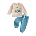 thumbnail image 1 of RUINIXCW Toddler Baby Boy Birthday Outfit Long Sleeve Sweatshirt and Pants 2Pcs, 1 of 8