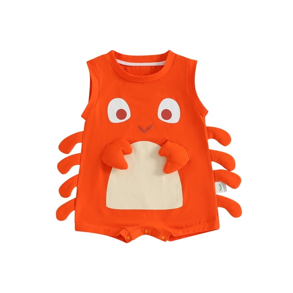 RUINIXCW Toddler Baby Boy Girl Baby Lobster Costume Infant Halloween Animal Costume Sleeveless Summer Fall Crawfish Romper Cosplay Photoshoot Outfit