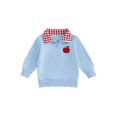 thumbnail image 1 of RUINIXCW Toddler Baby Boy Girl Back to School Outfit Spring Fall Winter Sweatshirt Infant Boy Girl Clothes Apple Half Zip Collar Long Sleeve Shirt Top, 1 of 10