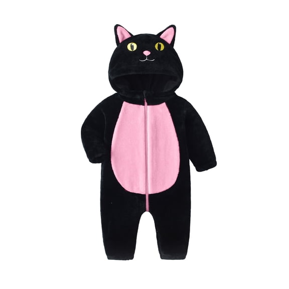 RUINIXCW Toddler Baby Boy Girl Cat Costume Kids Halloween Animal Costume Infant Cosplay Outfit Fall Winter Jumpsuit Long Sleeve Zip Hooded Snowsuit