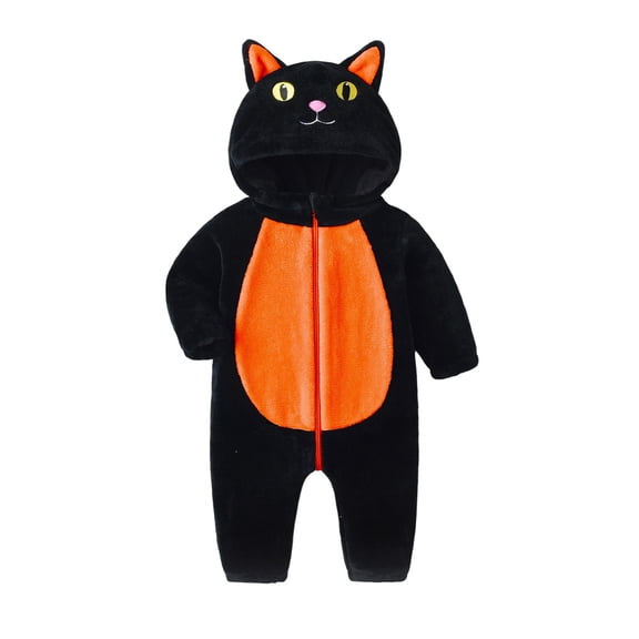 RUINIXCW Toddler Baby Boy Girl Cat Costume Kids Halloween Animal Costume Infant Cosplay Outfit Fall Winter Jumpsuit Long Sleeve Zip Hooded Snowsuit