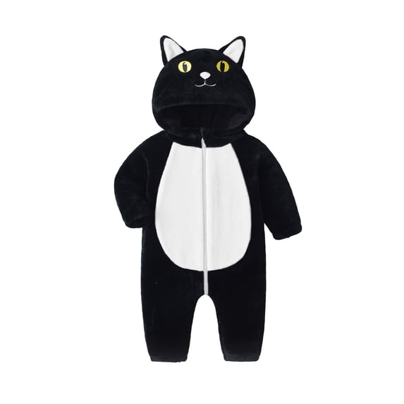 RUINIXCW Toddler Baby Boy Girl Cat Costume Kids Halloween Animal Costume Infant Cosplay Outfit Fall Winter Jumpsuit Long Sleeve Zip Hooded Snowsuit