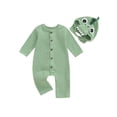 thumbnail image 1 of RUINIXCW Toddler Baby Boy Girl Dinosaur Costume Infant Boys Halloween Outfit Romper Spring Fall Winter Clothes Long Sleeve Button Up Jumpsuit Hat, 1 of 10