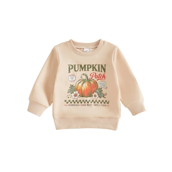 RUINIXCW Toddler Baby Boy Girl Fall Sweatshirt Infant Girl Boy Thanksgiving Halloween Outfit Pumpkin Print Long Sleeve Crew Neck Pullover Jumper Tops