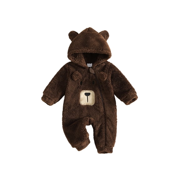 RUINIXCW Toddler Baby Boy Girl Fall Winter Snowsuit Clothes Newborn Halloween Bear Costume Infant Warm Fleece Jumpsuit Long Sleeve Zipper Hood Romper