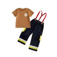 thumbnail image 1 of RUINIXCW Toddler Baby Boy Girl Firefighter Outfit Summer Clothes Kids Firefighter Costume Short Sleeve T-shirt Suspender Pants Overalls Halloween Birthday Outfits, 1 of 10