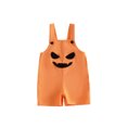 thumbnail image 1 of RUINIXCW Toddler Baby Boy Girl Halloween Overalls Outfit Summer Fall Clothes Romper Bib Overalls Devil Pumpkin Face Printed Sleeveless Jumpsuit Shorts, 1 of 9
